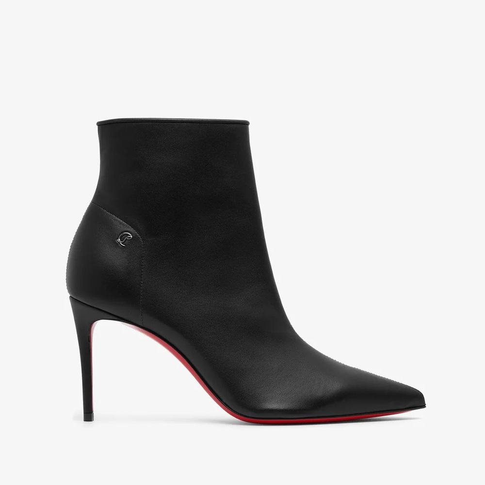 Christian Louboutin sporty Kate black leather 85mm stiletto boot booty sz 41